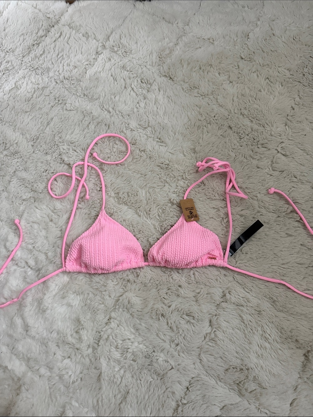 PINK Victoria's Secret Light Pink Textured Triangle Bikini Top